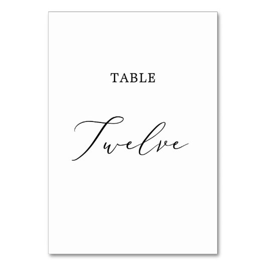 Delicate zwarte kalligrafietabel Twaalf Kaart (Voorkant)