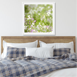 Delicatee wilde bloemen, wit & lavendel door Sidha Canvas Afdruk