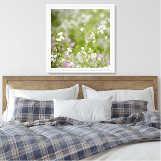Delicatee wilde bloemen, wit & lavendel door Sidha Canvas Afdruk