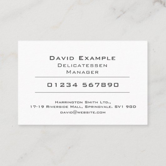 Delicatessen Manager met Foto van Holder Visitekaartje (Achterkant)