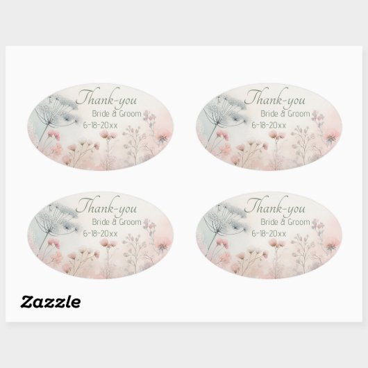 Delicaticate Queen Anne's Lace Wedding Thank-you  Ovale Sticker (Vel)