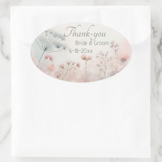 Delicaticate Queen Anne's Lace Wedding Thank-you  Ovale Sticker (Tas)