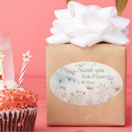 Delicaticate Queen Anne's Lace Wedding Thank-you  Ovale Sticker