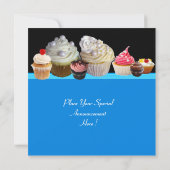 DELICIEUZE CUPCAKES BIRTHDAY PARTIJ blauw rood har Kaart (Achterkant)