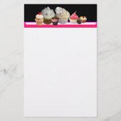 DELICIEUZE CUPCAKES DESERT SHOP, Pink, Fuchsia Whi Briefpapier (Voorkant)