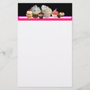 DELICIEUZE CUPCAKES DESERT SHOP, Pink, Fuchsia Whi Briefpapier