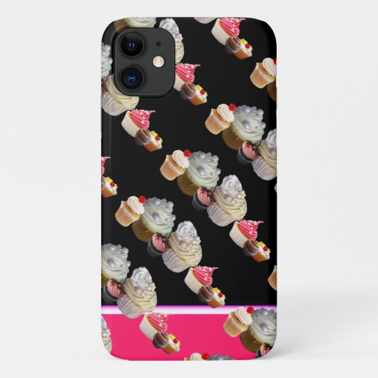DELICIEUZE CUPCAKES DESERT SHOP, Pink, Fuchsia Whi Case-Mate iPhone Case (Achterkant)