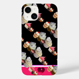 DELICIEUZE CUPCAKES DESERT SHOP, Pink, Fuchsia Whi Case-Mate iPhone Case