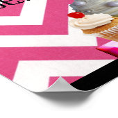 DELICIEUZE CUPCAKES DESERT SHOP/PINK WHITE CHEVRON POSTER (Hoek)