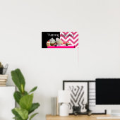 DELICIEUZE CUPCAKES DESERT SHOP/PINK WHITE CHEVRON POSTER (Thuiskantoor)