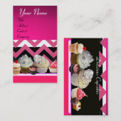 DELICIEUZE CUPCAKES DESERT SHOP PINK WHITE CHEVRON VISITEKAARTJE (Voorkant / Achterkant)