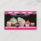 DELICIEUZE CUPCAKES DESERT SHOP PINK WHITE CHEVRON VISITEKAARTJE (Achterkant)