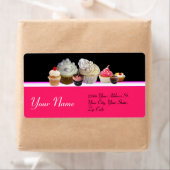 DELICIEUZE CUPCAKES DESERT SHOP, Roze Black Fuchsi Etiket (Insitu)