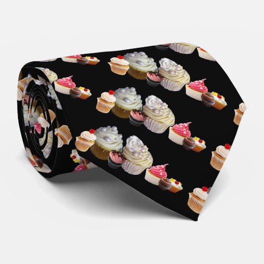 DELICIEUZE CUPCAKES DESERT SHOP, Roze Black Fuchsi Stropdas (Opgerold)