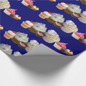 DELICIEUZE CUPCAKES DESERT SHOP, Roze Blauw Wit Cadeaupapier (Hoek)