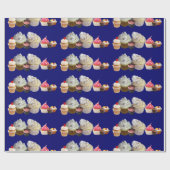 DELICIEUZE CUPCAKES DESERT SHOP, Roze Blauw Wit Cadeaupapier (Vlak)