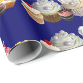DELICIEUZE CUPCAKES DESERT SHOP, Roze Blauw Wit Cadeaupapier (Rol Hoek)