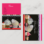 DELICIEUZE CUPCAKES DESERT SHOP, Roze Fuchsia Red Visitekaartje (Voorkant / Achterkant)