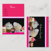 DELICIEUZE CUPCAKES DESERT SHOP, Roze Fuchsia Red Visitekaartje (Voorkant / Achterkant)