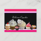 DELICIEUZE CUPCAKES DESERT SHOP, Roze Fuchsia Red Visitekaartje (Achterkant)