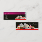 DELICIEUZE CUPCAKES DESERT SHOP, Roze Paars Violet Mini Visitekaartje (Voorkant / Achterkant)