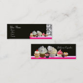 DELICIEUZE CUPCAKES DESERT SHOP, Roze Paars Violet Mini Visitekaartje (Voorkant / Achterkant)