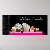 DELICIEUZE CUPCAKES DESERT SHOP, Roze Paars Violet Poster (Voorkant)