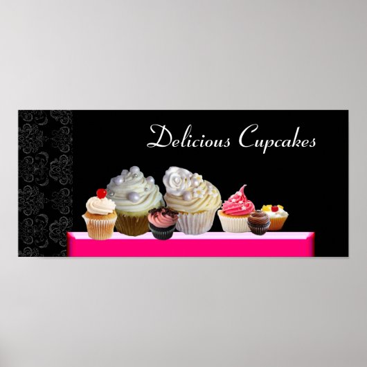 DELICIEUZE CUPCAKES DESERT SHOP, Roze Paars Violet Poster (Voorkant)