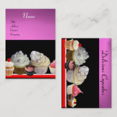 DELICIEUZE CUPCAKES DESERT SHOP, Roze Paars Violet Visitekaartje (Voorkant / Achterkant)
