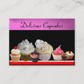 DELICIEUZE CUPCAKES DESERT SHOP, Roze Paars Violet Visitekaartje (Achterkant)