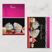 DELICIEUZE CUPCAKES DESERT SHOP, Roze Paars Violet Visitekaartje (Voorkant / Achterkant)