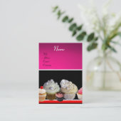 DELICIEUZE CUPCAKES DESERT SHOP, Roze Paars Violet Visitekaartje (Staand voorkant)