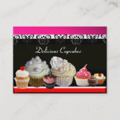 DELICIEUZE CUPCAKES DESERT SHOP, Roze Paars Violet Visitekaartje (Achterkant)