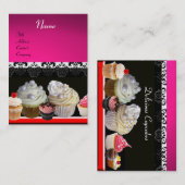 DELICIEUZE CUPCAKES DESERT SHOP, Roze Paars Violet Visitekaartje (Voorkant / Achterkant)