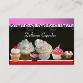 DELICIEUZE CUPCAKES DESERT SHOP, Roze Paars Violet Visitekaartje (Achterkant)