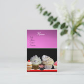 DELICIEUZE CUPCAKES DESERT SHOP, Roze Paars Violet Visitekaartje (Staand voorkant)