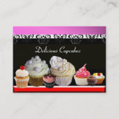 DELICIEUZE CUPCAKES DESERT SHOP, Roze Paars Violet Visitekaartje (Achterkant)