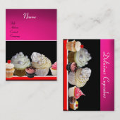 DELICIEUZE CUPCAKES DESERT SHOP, Roze Paars Violet Visitekaartje (Voorkant / Achterkant)