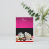 DELICIEUZE CUPCAKES DESERT SHOP, Roze Paars Violet Visitekaartje (Staand voorkant)