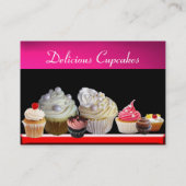 DELICIEUZE CUPCAKES DESERT SHOP, Roze Paars Violet Visitekaartje (Achterkant)