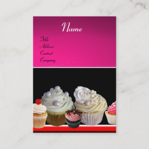 DELICIEUZE CUPCAKES DESERT SHOP, Roze Paars Violet Visitekaartje