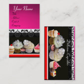 DELICIEUZE CUPCAKES DESERT SHOP, Roze Paars Violet Visitekaartje (Voorkant / Achterkant)