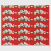 DELICIEUZE CUPCAKES DESERT SHOP, Roze rood wit Cadeaupapier (Vlak)