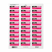 DELICIEUZE CUPCAKES DESERT SHOP, Roze witte Chevro Etiket (Full Sheet)