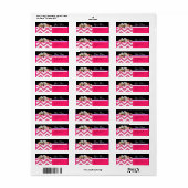 DELICIEUZE CUPCAKES DESERT SHOP, Roze witte Chevro Etiket (Full Sheet)