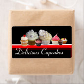 DELICIEUZE CUPCAKES DESERT SHOP, Roze zwart rood Etiket (Insitu)