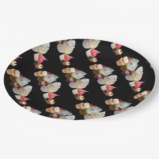 DELICIEUZE CUPCAKES WOESTIJNWINKEL, Roze,Fuchsia W Papieren Bordje (Gekanteld)