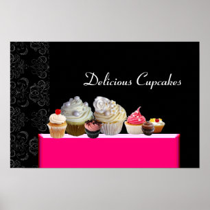 DELICIEUZE CUPCAKES WOESTIJNWINKEL, Roze Paars Vio Poster