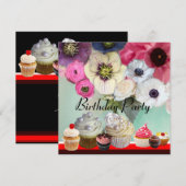 DELICIEUZE KAPITEIN BIRTHDAY PARTIJ, rood roze zwa Kaart (Voorkant / Achterkant)