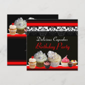 DELICIEUZE KAPITEIN BIRTHDAY PARTIJ, rood roze zwa Kaart (Voorkant / Achterkant)